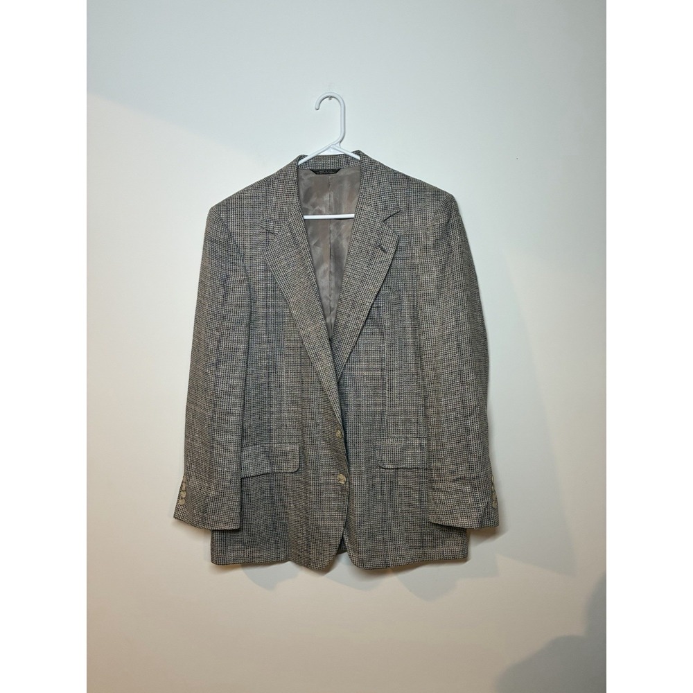 vintage gray and brown houndstooth Meeting Street 41L Sport Blazer Old Money